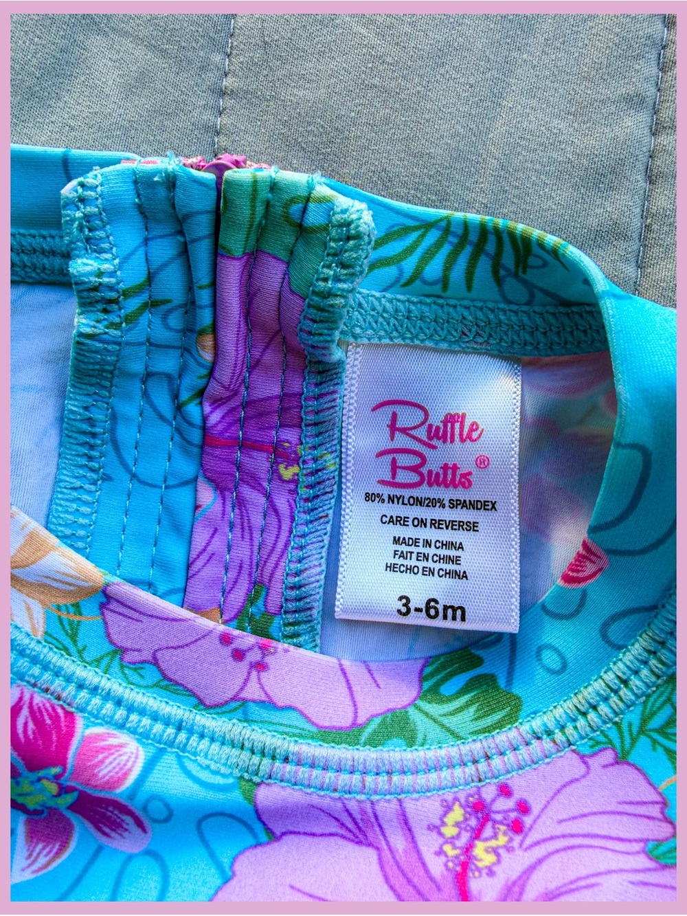 Rufflebutts Orchid Oasis Rash Guard Ruffle butts Girl Swimsuit Long Sleeve 3-6m - Picture 3 of 6